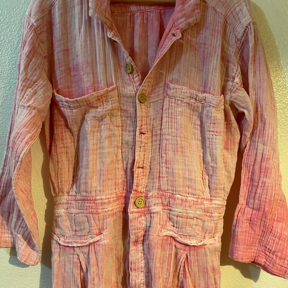 Free people pink washed jumpsuit beach style